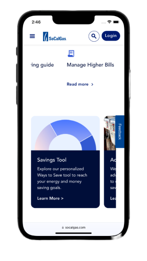 Mobile Image of phone using socalgas.com