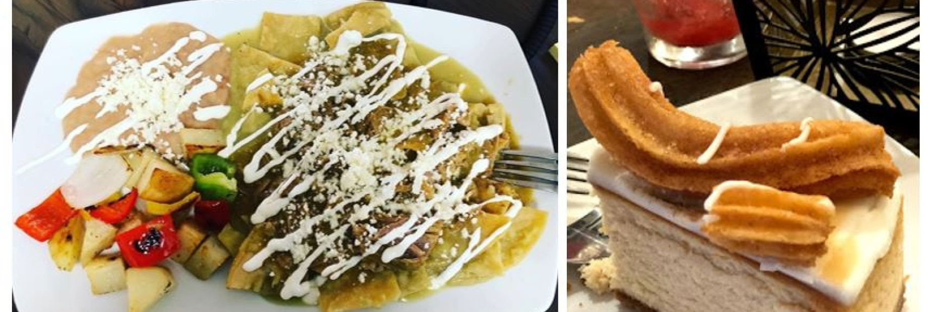 An image of a spanish food plate and a churro