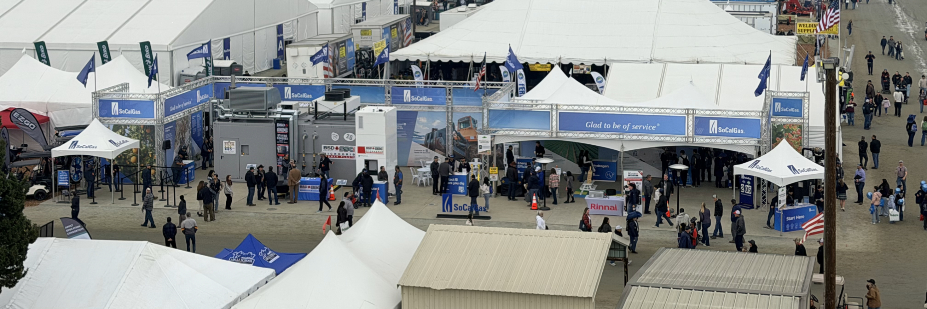 Overhead shot of SoCalGas booth at Ag Expo