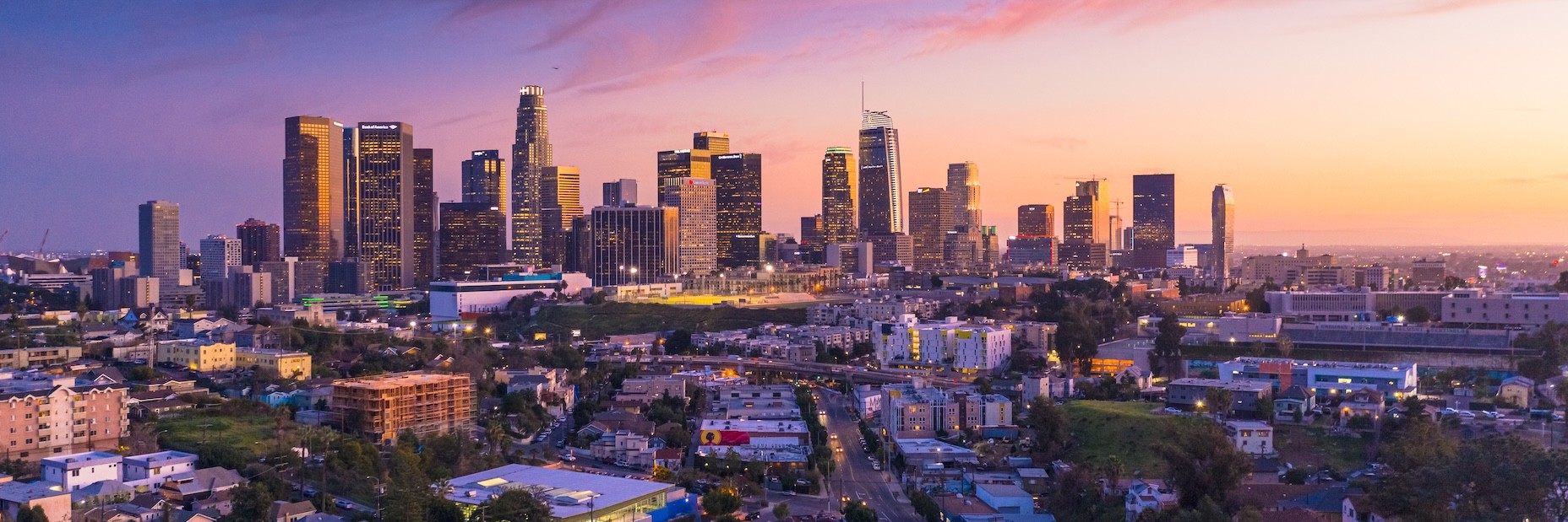City of Los Angeles Landscape at sunset 1856x619
