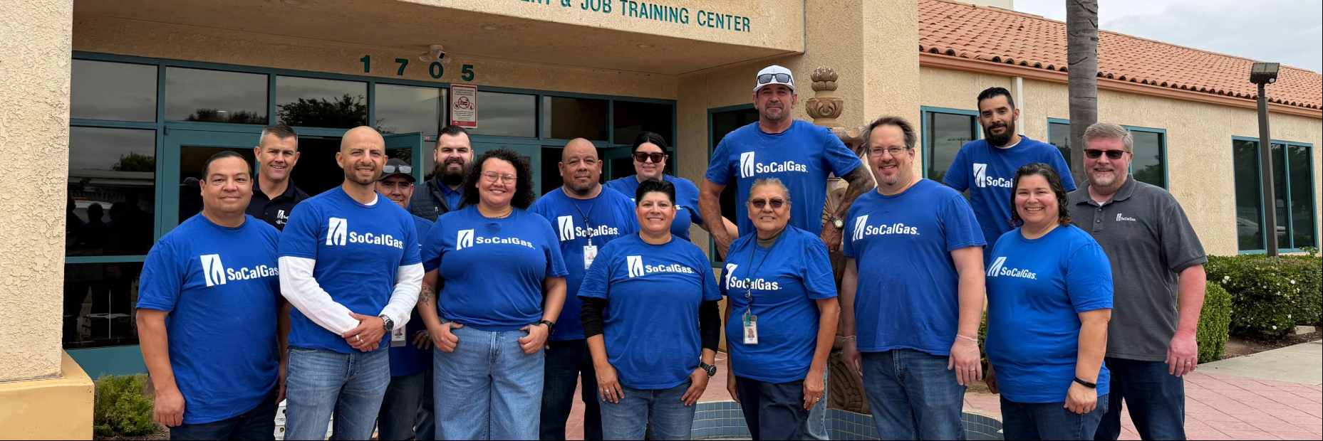 Group of SoCalGas volunteers in front of building