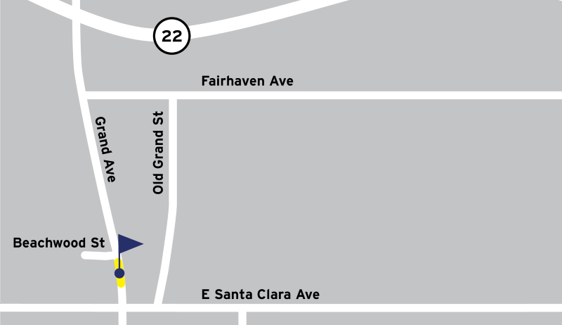 Map of construction area in Santa Ana on Grande Ave