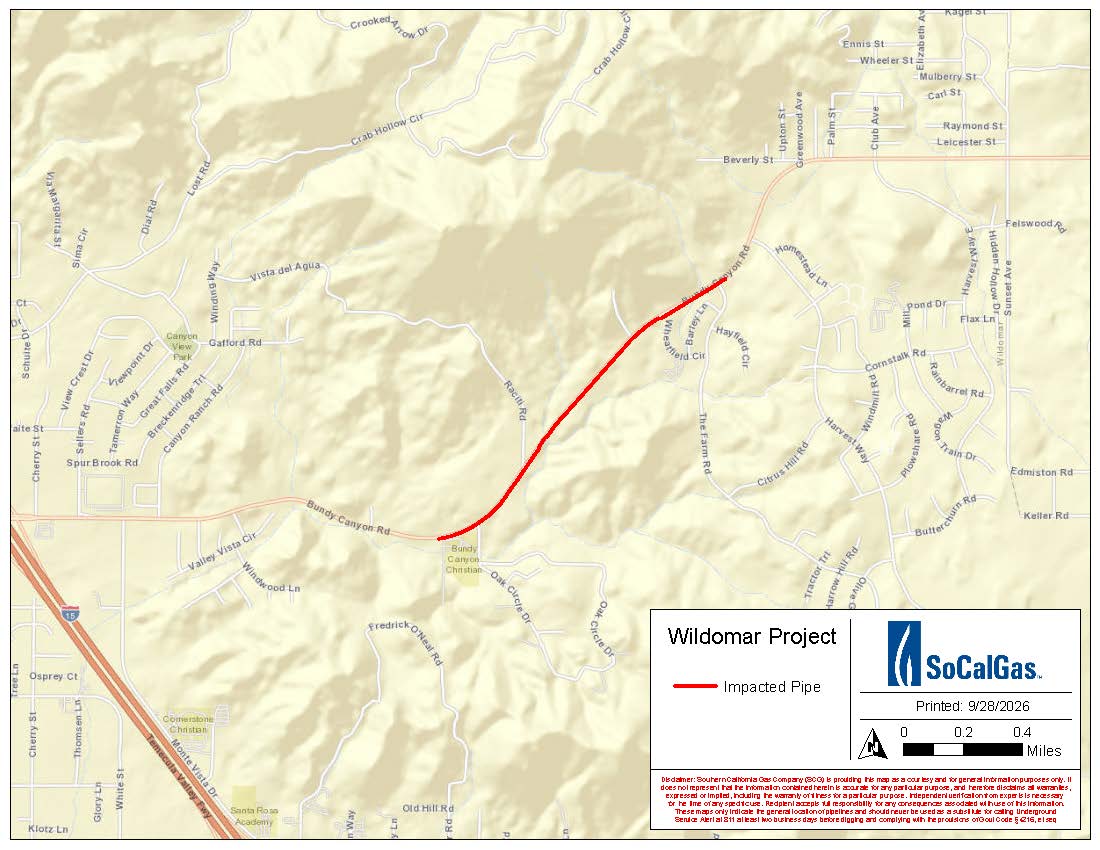 Map of impacted area in Wildomar