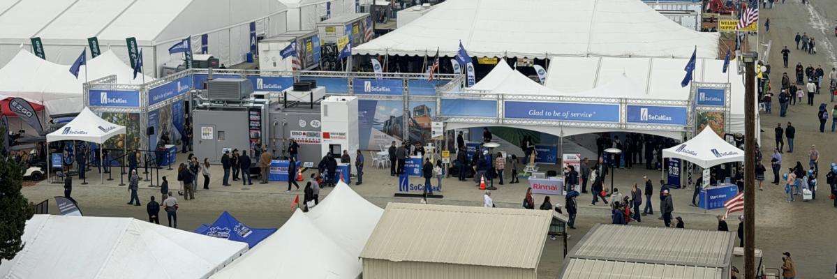 Overhead shot of SoCalGas booth at Ag Expo