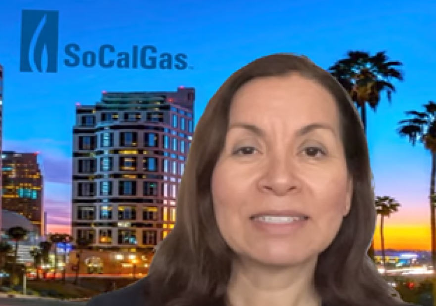Gina on a virtual presentation call