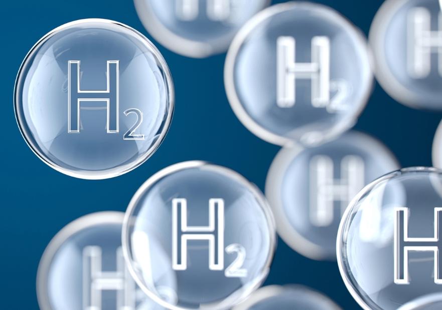 bubble with the characters "h2" inside them.