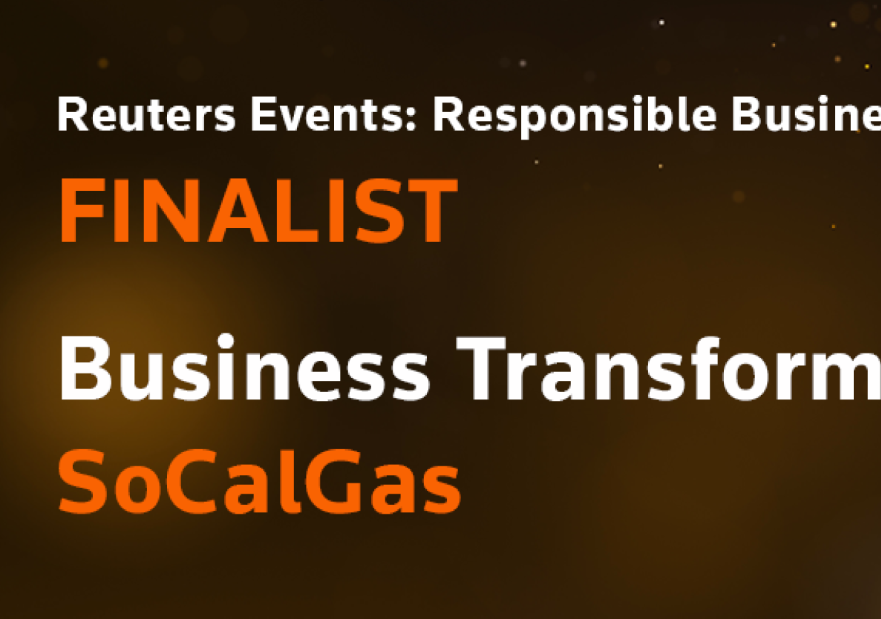 Image that reads "finalist business transformation award socalgas"