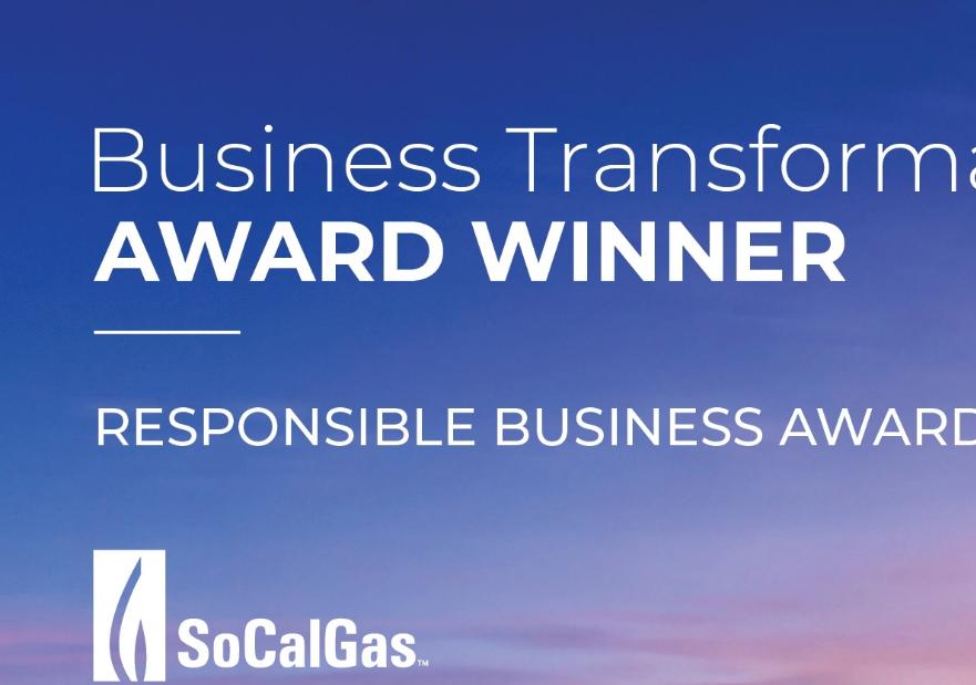 Banner that says "business transformation award winner"