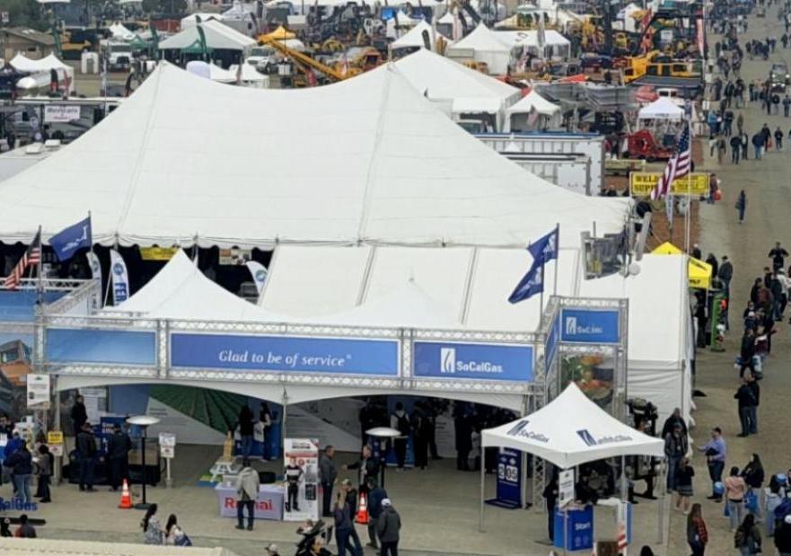 High angle shot of the SoCalGas booth at the World Ag Expo